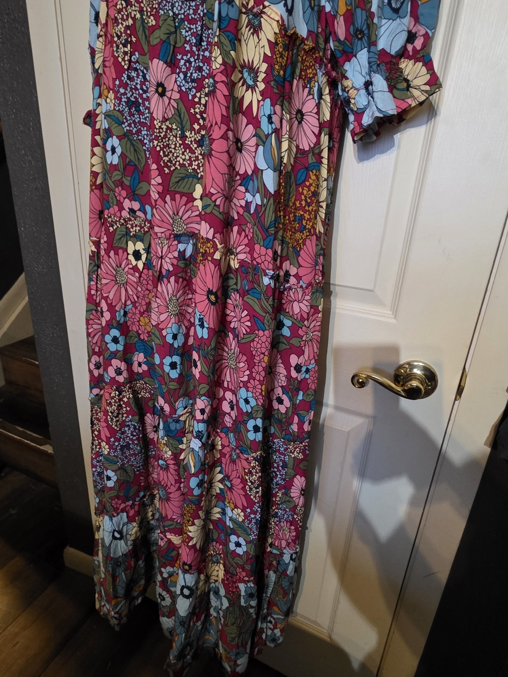 NATURAL LIFE Floral Tiered Maxi Dress - Pink, Blue, Yellow - Picture 3 of 6